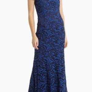 Eliza J Blue floral lace formal dress